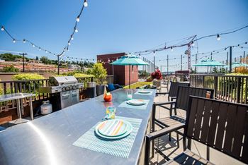Rooftop view deck with bbq and fire pit